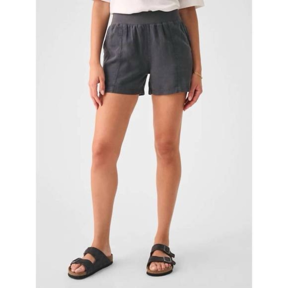 Faherty Arlie Pull-On Linen Tencel Shorts Women’s Gray Elastic Waist Beach M